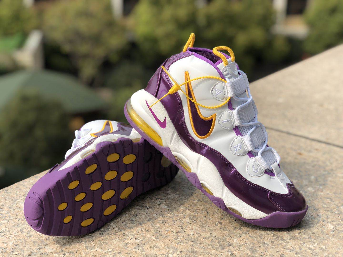 Nike Air Uptempo 95 White Purple Yellow Shoes